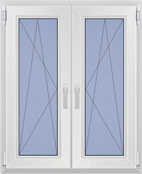 Окно двухстворчатое малое с двумя активными створками в доме сери ПД-4